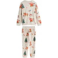 Next Pyjamas brokad / smaragd / röd / off-white