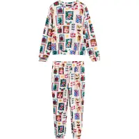 Next Pyjamas 'Matching Family Christmas' ecru / blå / grön / mörkröd