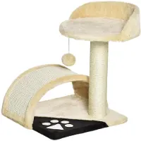 Aosom Beige Kattskrapstolpe med Lekbollar 46 cm