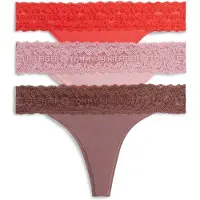 Tommy Hilfiger 3 Pack Logo Lace Trim Tanga Thongs