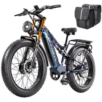 Burchda S26 4000W elcykel med dubbla motorer, 52V 20Ah, 26-tums breda däck, elektrisk mountainbike, elcykel för vuxna blå