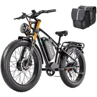 Burchda X2 4000W dubbelmotors terräng-elcykel, 52V 30Ah, 26-tums breda däck, elektrisk mountainbike, elcykel för vuxna svart