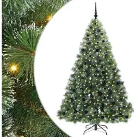 Konstgjord julgran med 300 LED-lampor Grön 210 cm PE och PVC