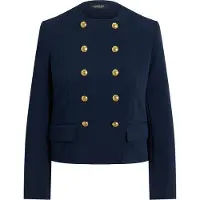 Ralph Lauren för kvinnor. 200B24610002 Marinblå dubbelknäppt kappa i krepp (44), Casual, Klassisk, Återvunnen polyester, Marino
