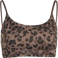 Adidas Optime Essentials 3-Stripes Leopard Bh-topp med lätt stöd, storlek X-Small