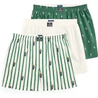 Ralph Lauren för män. 714830273051 Set med 3 boxershorts i bomull, grön, vit (S), Casual