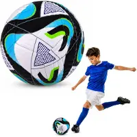 Wisam träningsfotboll för ben på gräsplan svart/blå 22 cm stl. 5