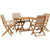 vidaXL Matgrupp för trädgården 5 delar taupe tyg och massivt trä