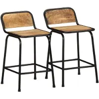 vidaXL Barstolar 2 st 46x35,5x70 cm massivt trä grov mango