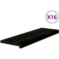 vidaXL Trappstegsmattor 16 pcs brunsvart 80x25x2 cm massiv ek