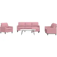 vidaXL Soffgrupp med dynor 4 delar rosa sammet