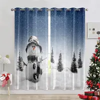 Yiran Furniture Nya jul-tema 3D-gardiner kan användas som fönsterdraperier och kappor, och är lämpliga för julheminredningsprydnader. 50W60H(CM)X2PCS&Rod Pocket