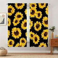 Yiran Furniture Blommönster med prästkragar Gardin Dekorativa Gardiner 2 Paneler Stångficka Fönsterbehandling För Sovrum Kontor Kök Vardagsrum (W50H130cm)-2pcs&Grommet Top