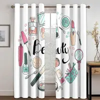 Yiran Furniture Sminkborste Läppstift Nagellack Högklackade Tryckt Gardiner 2 stycken lämpliga för Flickrum Fönster gardiner Maljtopp (W50H130cm)-2pcs&Grommet Top