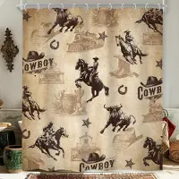 Home&kitchen Accessories Orangebrun Western Aztec Kaktus Duschdraperi Sydväst Boho Tribal Geometrisk Etnisk Badrum Ursprungsamerikansk Vattentät 120x180CM