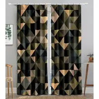 Yiran Furniture 2 st Marmormönstrade Gardiner Ficka med Öljetter Topp Krok Draperi Fönsterbehandlingar För Sovrum Vardagsrum Heminredning Rumsdekor (W50H130cm)-2pcs&Grommet Top