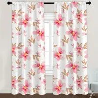 Yiran Furniture 2 st Solrosmönstrade Gardiner, Kanalficka Dekorativa Fönsterdraperier Fönsterbehandlingar För Sovrum Vardagsrum Hemdekoration (W50H130cm)-2pcs&Grommet Top