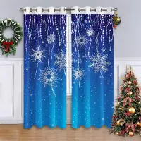 Yiran Furniture 2023 Julgardiner för Vardagsrum Solskyddsgardiner för Sovrummet Estetisk Dekoration Snöflingegardiner Para La Sala 100W130H(CM)40x51in&Grommet Top