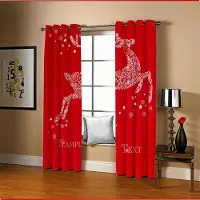Yiran Furniture Tecknad jultomte Julgran Röd Grön Fönster Gardiner För Barn Sovrum Vardagsrum Badrum Kicthen Dörr Hall Heminredning W50 X H130(CM)X2&Grommet Top