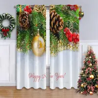 Yiran Furniture Julgranmönster Juldekor Solskyddsgardiner 2 Paneler Lyxiga Vardagsrumsgardiner Sovrumsfönster Rum Heminredning 100W130H(CM)40x51in&Grommet Top