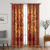 Simple and warm Set med 2 gardiner Boho Hippie - Livets träd Rumsdekoration, utmärkt för sovrum, vardagsrum, studentrum - Mjuk och snygg heminredning W60 X H150(CM)X2&Grommet Top