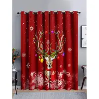 Yiran Furniture Rutig Svart och Röd Jultomte God Jul Träd Skuggande Mörkläggningsgardin för Vardagsrum Sovrum Kök Hem Krokdekor 100W130H(CM)40x51in&Grommet Top