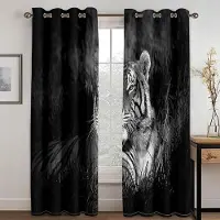 Yiran Furniture Djurrikets kung Skogens kung Tiger lejon leopard gardin, ett set med två delar, hem sovrum vardagsrum gardin 50W60H(CM)X2PCS&Rod Pocket
