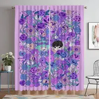 Yiran Furniture Omori Gardiner för Vardagsrum Gardiner Heminredningsgardiner 2 Delar Rullgardiner Tyll för Sovrum Halloweendekoration Avdelare W60xH90cmx2pcs-CL