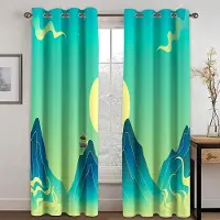 Yiran Furniture Kinesisk konstnärlig uppfattning Tuschlandskap Fönstergardiner Barnrum Vardagsrum Hallbehandlingar Köksdekor Draperier Persienner W50 X H130(CM)X2&Grommet Top