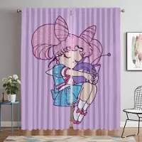 Yiran Furniture Chibiusa Fönstergardin för Rum 2 Paneler Elegant Rumsgardiner Partition Skärmar Tyll för Sovrum Heminredningsgardiner Vardagsrum W60xH90cmx2pcs-CL