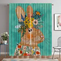 Yiran Furniture Djur Moderna Vardagsrumsgardiner för Kameraskärmar Heminredningsgardiner 2 Delar Avdelningsfönstergardin Tyg för Sovrum W60xH90cmx2pcs-CL