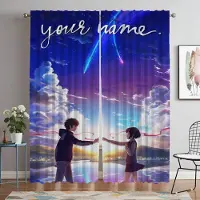 Yiran Furniture Ditt Namn Myggnät för Vardagsrum Halloween Dekoration Mörkläggningsgardiner Rullgardiner Heminredningsgardiner 2 Delar W60xH90cmx2pcs-CL