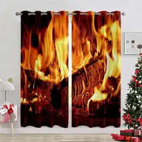 Yiran Furniture Nya 3D-gardiner med jultema kan användas som fönsterdraperier och kappor, och är lämpliga för julheminredningsprydnader 50W60H(CM)X2PCS&Rod Pocket