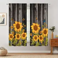 Yiran Furniture Solros Guld Vas Tryckta Gardiner, Fickfönsterbehandling för Sovrum, Kontor, Kök, Vardagsrum, Heminredning, Flicka, 2 st W50 X H130(CM)X2&Grommet Top
