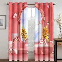 Yiran Furniture Rosa Söta Godis Glass Flicka Prinsessa Fönstergardiner i Barnrum Vardagsrum Hall Behandlingar Kök Dekor Draperier Rullgardiner W50 X H130(CM)X2&Grommet Top