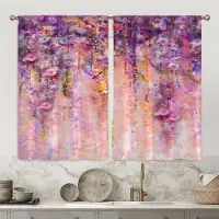 Yiran Furniture Hav Akvarell Blomma Landskap Flicka 3D Digitaltryck Fönstergardiner för Barn Vardagsrum Sovrum Badrum Dörr KökDekor W50 X H130(CM)X2&Grommet Top