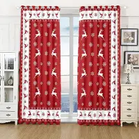 Yiran Furniture Tecknad God Jul Klocka Grön Fönstergardiner för Barn Vardagsrum Sovrum Badrum Skåp Köksdörr Heminredning 2 Delar W50 X H130(CM)X2&Grommet Top