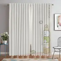 Yiran Furniture Sumikko Gurashi Tyg för Sovrum Mörkläggningsgardiner för Vardagsrum Persienner Fönstergardin Köksgardiner 2 Delar Skiljevägg W60xH90cmx2pcs-CL