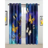 Yiran Furniture Modern Färgstark Design Blå Fjäril Blomma 2 Delar Tunn Skuggning Fönster Draperigardiner för Vardagsrum Sovrum Heminredning Krok 100W130H(CM)40x51in&Grommet Top
