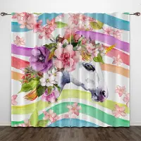 Yiran Furniture 3D-tryck Moden Regnbågsblyertspenna Barn Barn Ljusfiltrerande Draperier Tema Dekorativa 2 Paneler Tunna Gardiner För Sovrum Vardagsrum 100W160H(CM)40x63in&Grommet Top