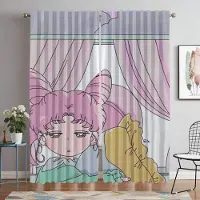 Yiran Furniture Köksgardiner för vardagsrumsgardin Chibiusa nyanser tyll för sovrum Halloween dekoration avdelare heminredningsgardiner W60xH90cmx2pcs-CL