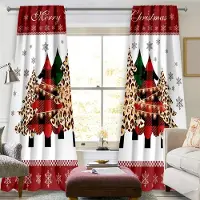 Yiran Furniture Tecknad God Jul Röd Rutig Hjort Fönstergardiner För Barn Sovrum Vardagsrum Badrum Kök Dörr Hall Heminredning W50 X H130(CM)X2&Grommet Top