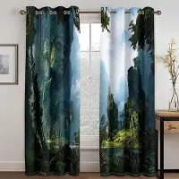 Yiran Furniture Vackert Flod Berg Skog Landskap Skuggardiner Lyx Vardagsrum Sovrum Heminredning Gardin 2 Paneler 100W130H(CM)40x51in&Grommet Top