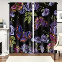 Yiran Furniture 2 st Fjäril Blomma Draperier Konstnärlig Dekor Dekorativ Hemgardin För Vardagsrum Sovrum Året Runt Djurtema Semimörkläggande (W50H130cm)-2pcs&Grommet Top gray