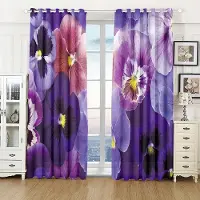 Yiran Furniture Rosa Röd Ros Färgstark Blomma Grace Fönstergardiner i Barnrum Vardagsrum Hall Behandlingar Kök Dekoration Draperier Persienner W50 X H130(CM)X2&Grommet Top
