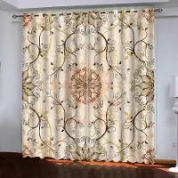 Yiran Furniture Europeisk Lyx Modern Guld Tunn Mörkläggande Fönsterblindsgardiner för Barnrum Vardagsrum Kök Dörr Heminredning 2 Delar W50 X H130(CM)X2&Grommet Top