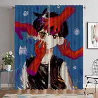 Yiran Furniture Omori Gardiner för Vardagsrum Gardiner Anti-mygggardiner 2 Delar Halloween Dekoration Tyll för Sovrum Rullgardiner Avskärmning W60xH90cmx2pcs-CL