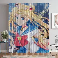 Yiran Furniture Sailormoons Moderna Vardagsrumsgardiner för Kameraskydd Halloween Dekoration Tyll för Sovrum Mörkläggningsgardin Avskärmning Hem W60xH90cmx2pcs-CL