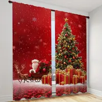 Yiran Furniture God Jul, Jul Gyllene Ballong Snöflinga Festlig Gardin 2 Paneler Deluxe Vardagsrum Sovrum Barnrum Fönsterdekor (W50H130cm)-2pcs&Grommet Top