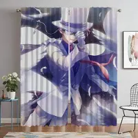 Yiran Furniture Kaitou Kiddo Köksgardiner för Vardagsrumsavdelning Halloween Dekoration Tyll för Sovrum Mörkläggningsgardiner Elegant W60xH90cmx2pcs-CL